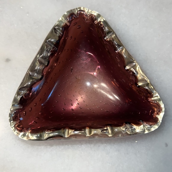 Art Deco Vintage Blown Glass Strawberry Amethyst Vanity Tray Centerpiece Decor - Picture 9 of 14